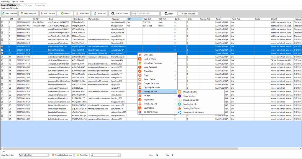 Phần Mềm Nuôi Nick Facebook SVB Care 2 giao dien phan mem nuoi nick svb care