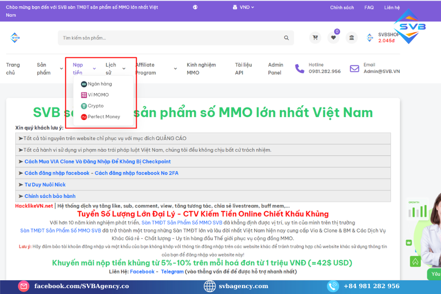 Hướng Dẫn Mua Via Uy Tín 5 Nap Tien Vao San Thuong Mai Dien Tu SVB De Mua Tai Khoan Facebook