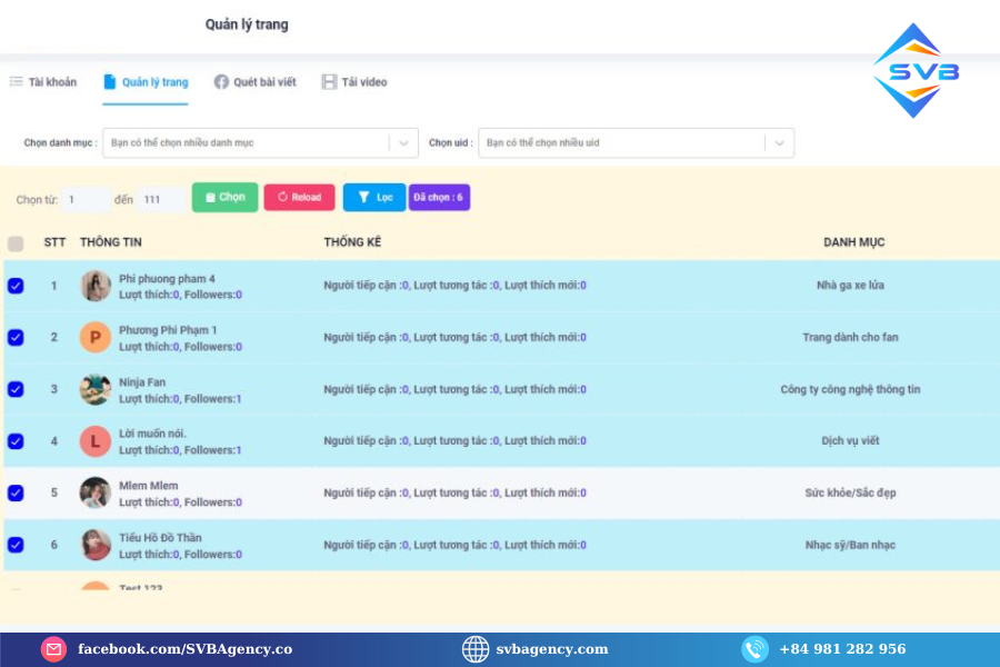Phần Mềm Quản Lý Fanpage Facebook Tự Động Hàng Loạt – SVB Fanpage (2)