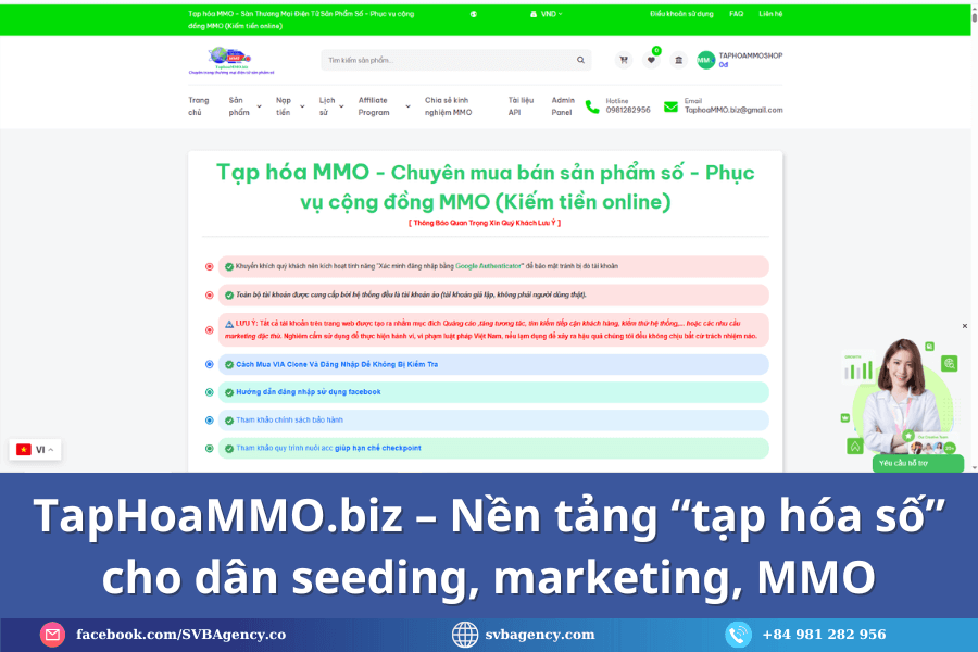 Top 3 sàn thương mại điện tử sản phẩm số uy tín hiện nay 4 TapHoaMMO.biz – Nền tảng “tạp hóa số” cho dân seeding, marketing, MMO